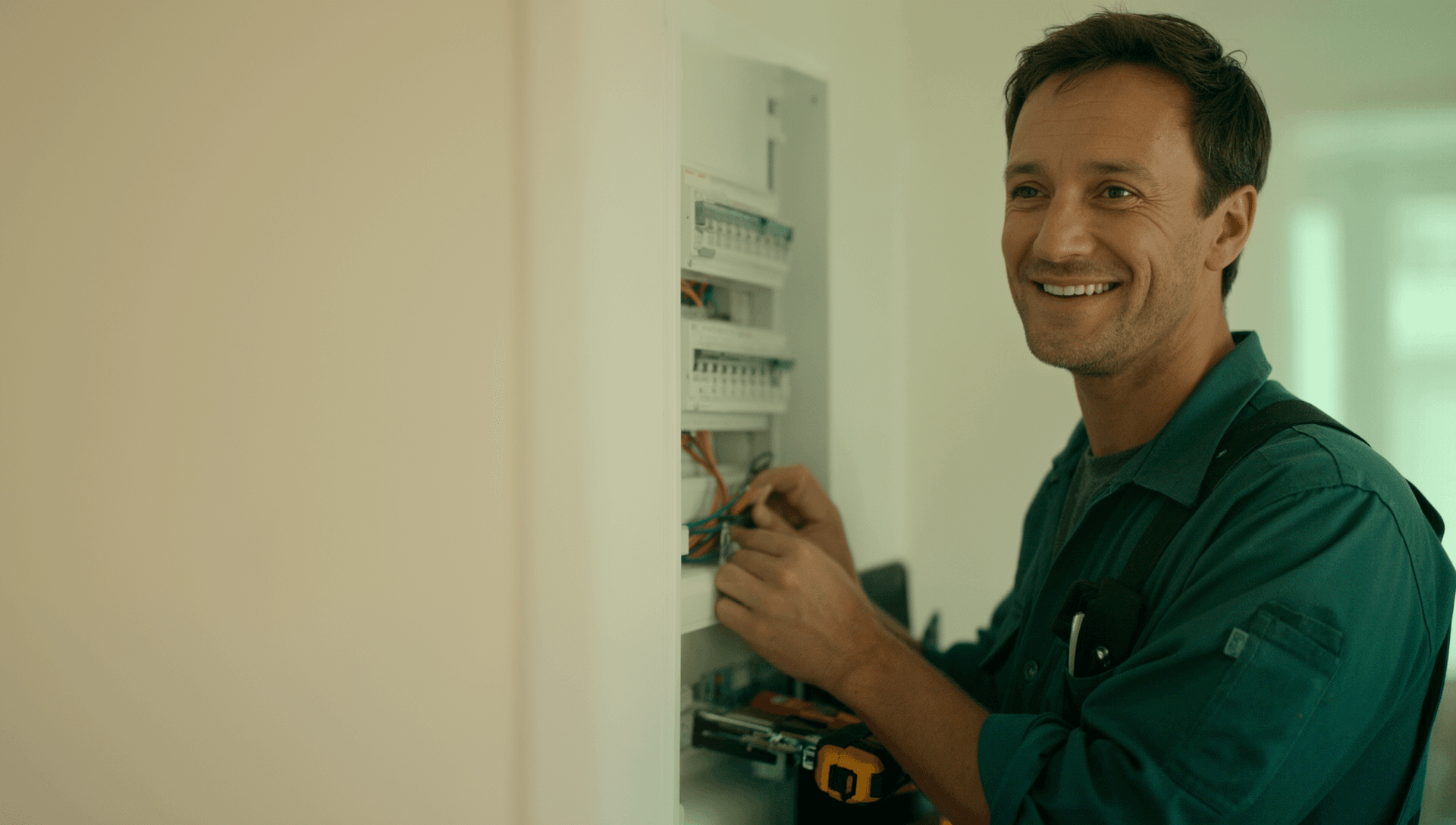 AI receptionist answering a customer call for an electrician on a job